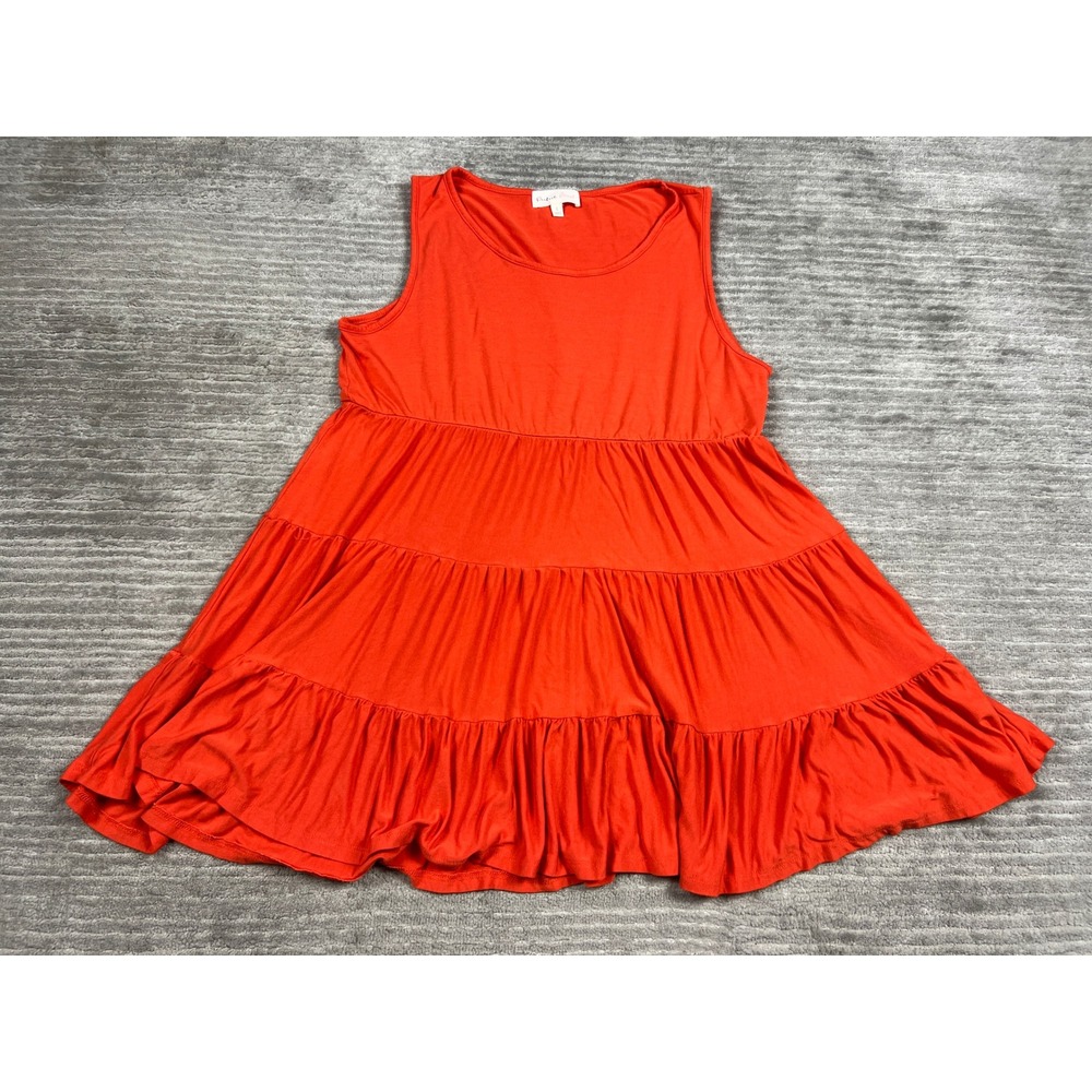 Perfect Peach Top Women Large Orange PPT2310 Sleeveless Tiered Babydoll Ruffle